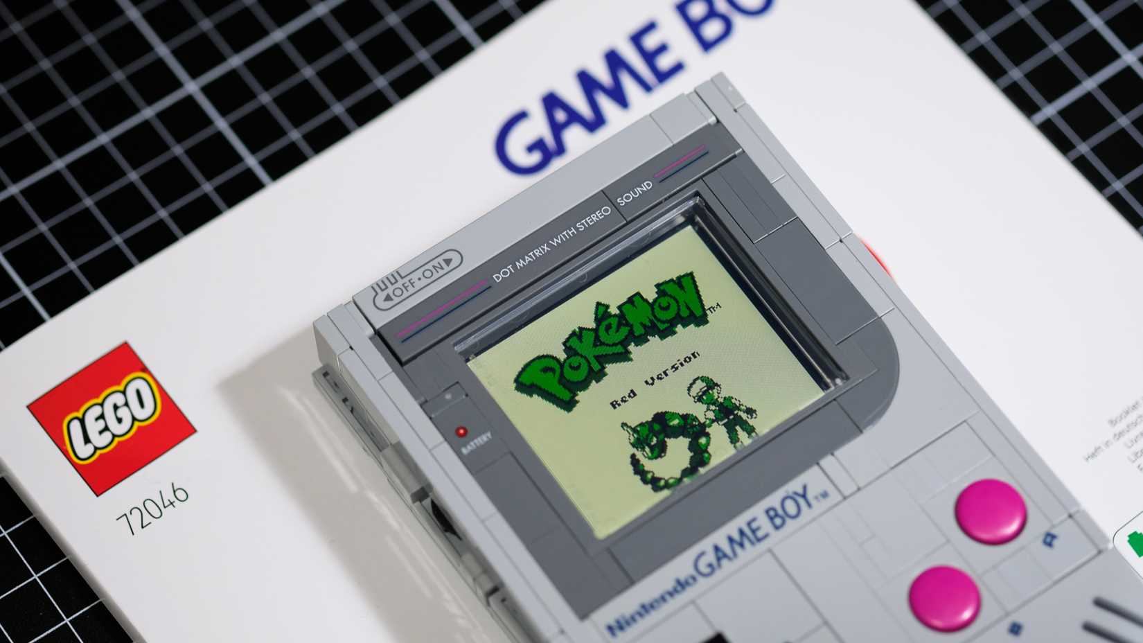 modded lego game boy running pokemon red.