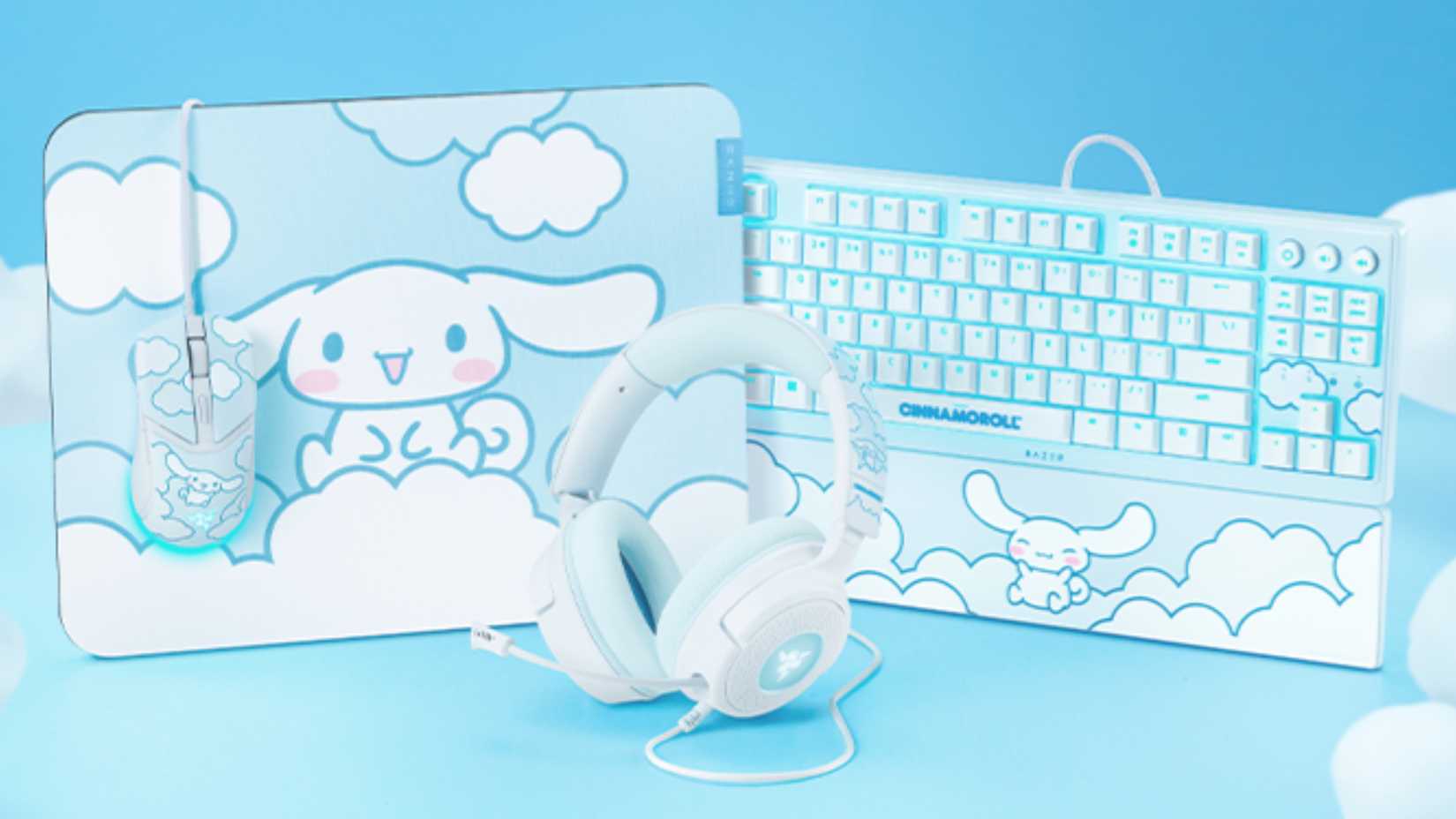 Cinnamorollは、Razerの新しいSanrioコレクションの好意により、彼自身のキーボード、マウス、そしてより礼儀を持っています
