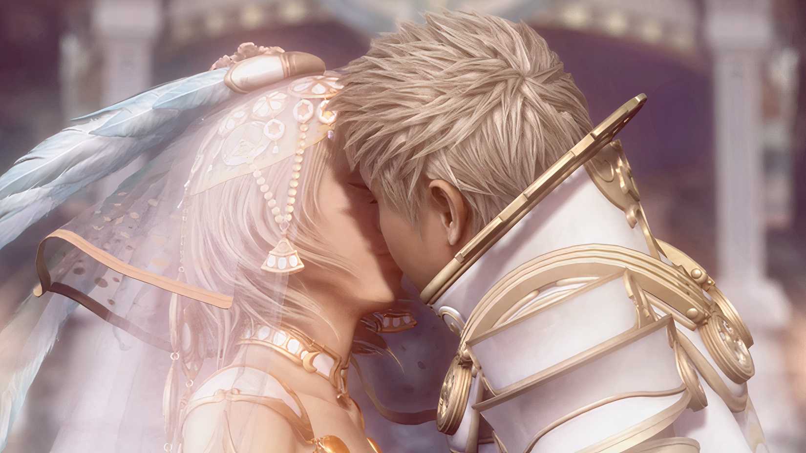 Rasler and Ashe kiss at their wedding in Final Fantasy 12 opening scene.