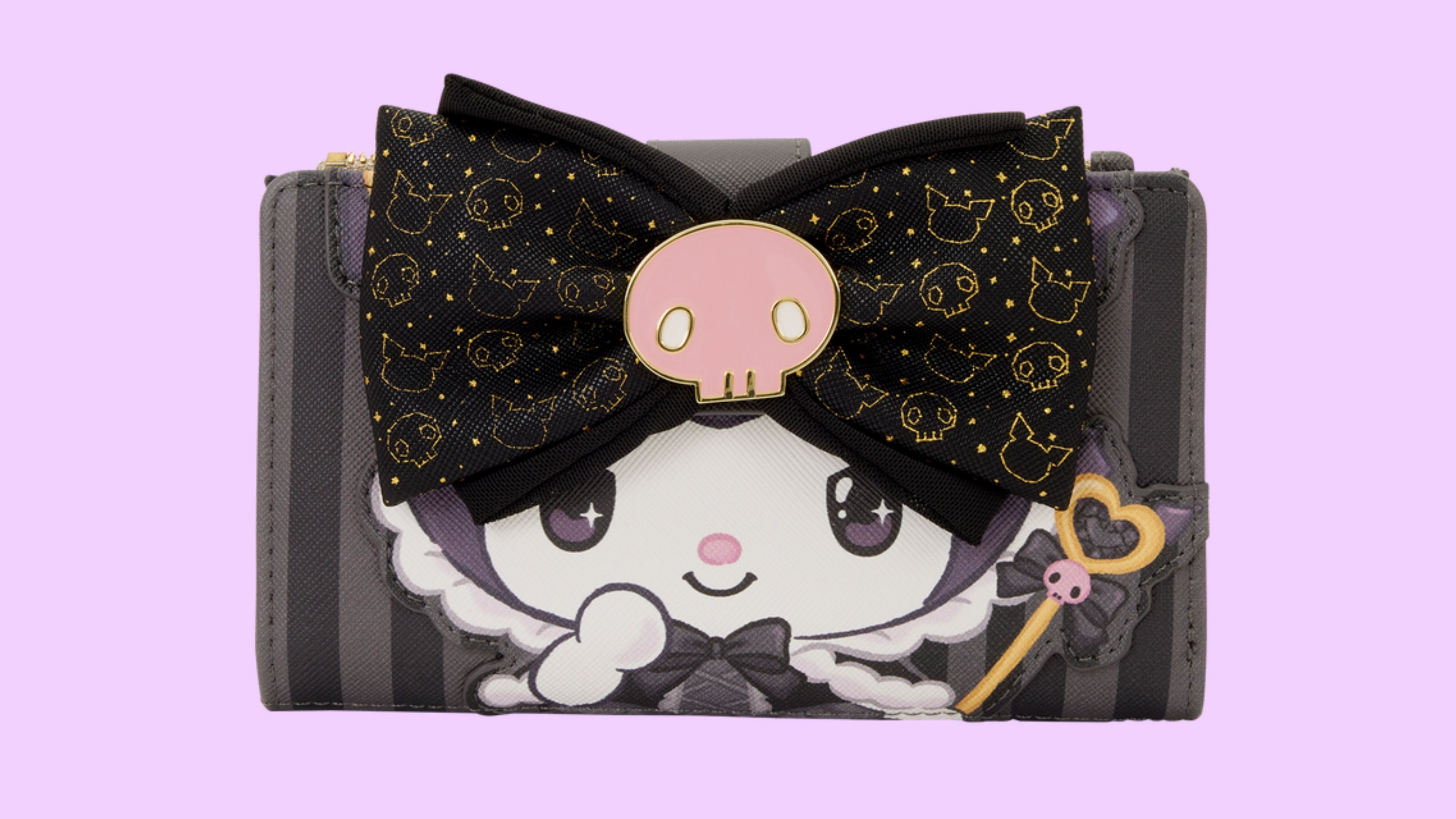 Carteira Loungefly de aniversário de 20 anos da Kuromi com laço bordado