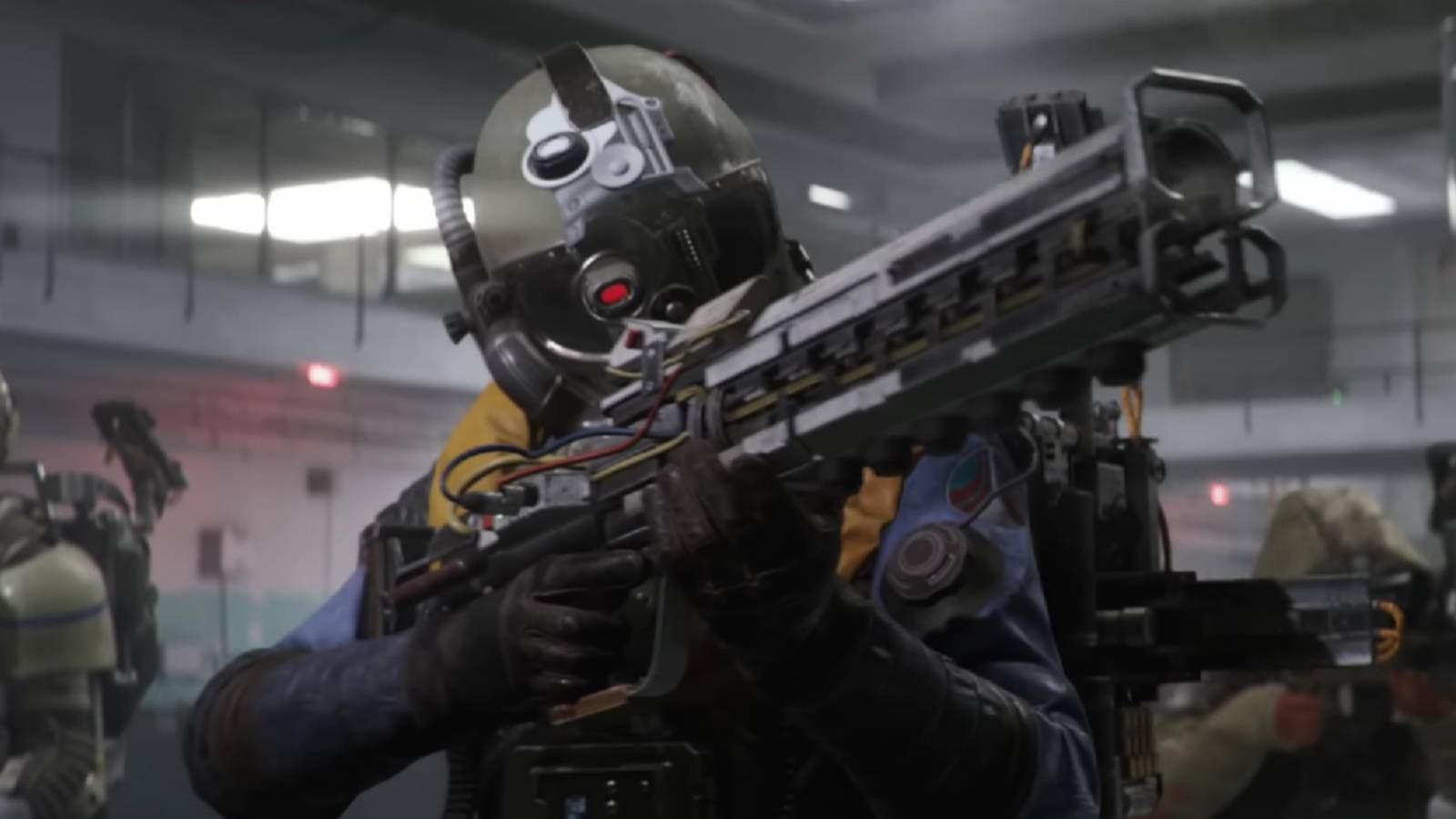 arc raiders character looking down the barrel of their gun.