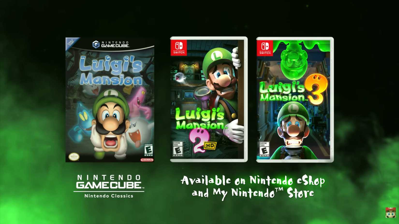 All three Luigi's Mansion games.