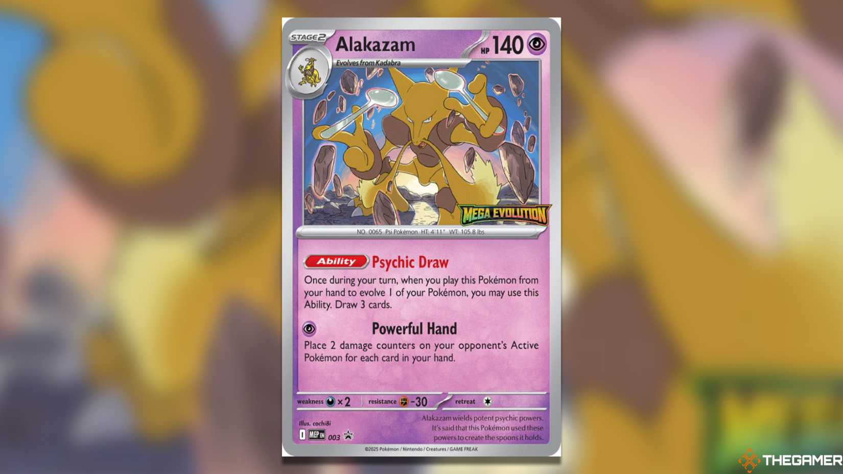 Mega Evolution promotes Alakazam from the Pokemon TCG.