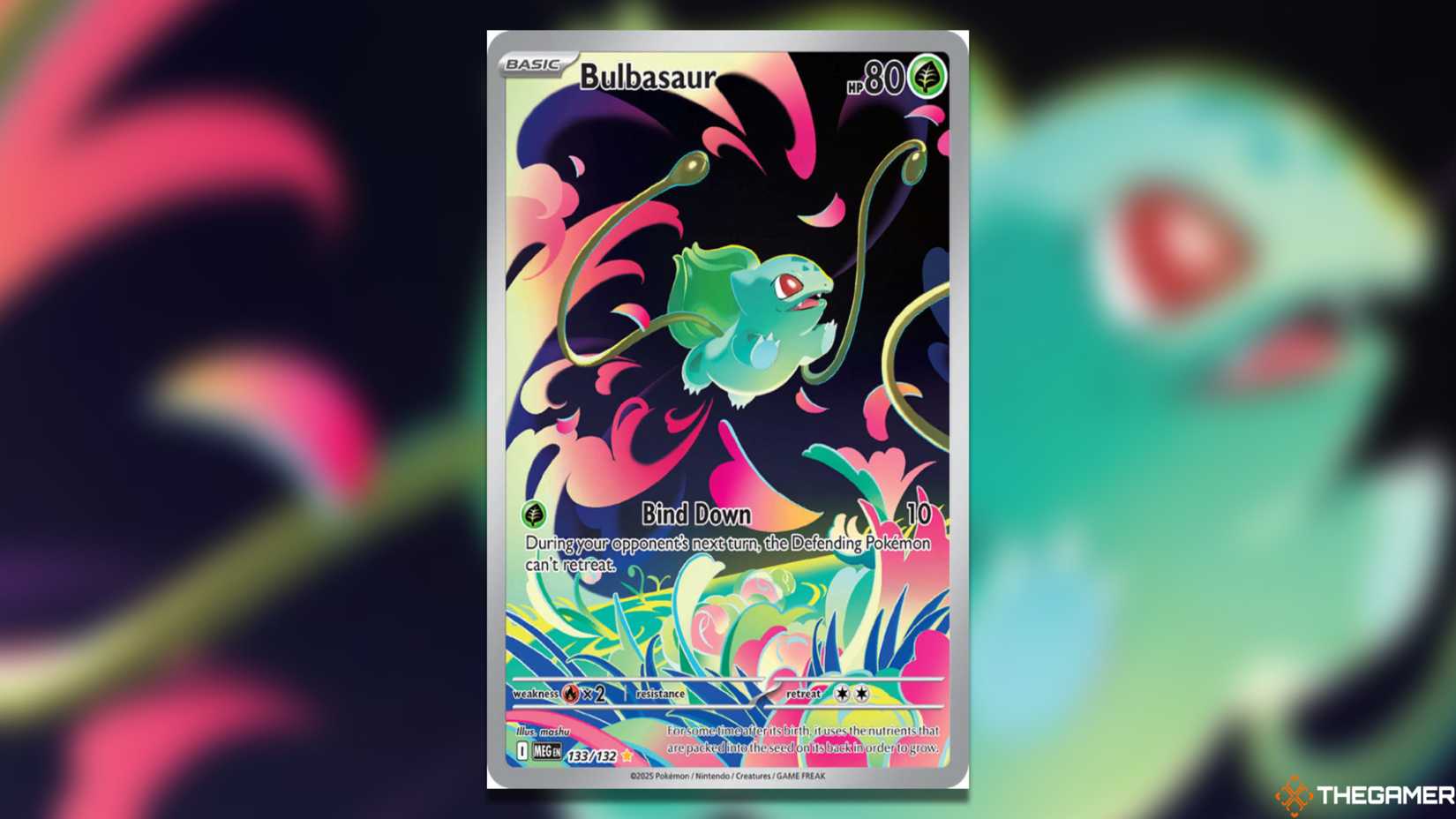 The best Mega Evolution illustration is the rare Bulbasaur in the Pokemon TCG.