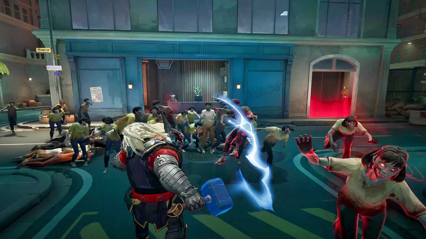 Thor fights hordes of zombies in Marvel Rivals PvE mode.