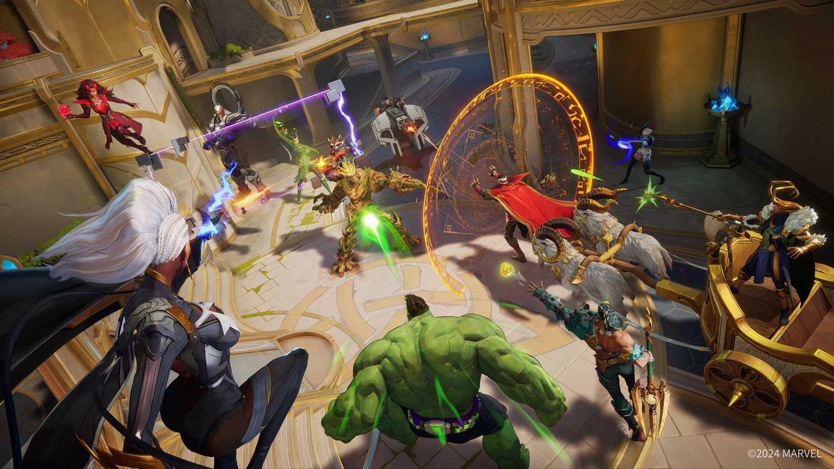 The player's team tries to defend the approaching payload in Marvel rivals. 