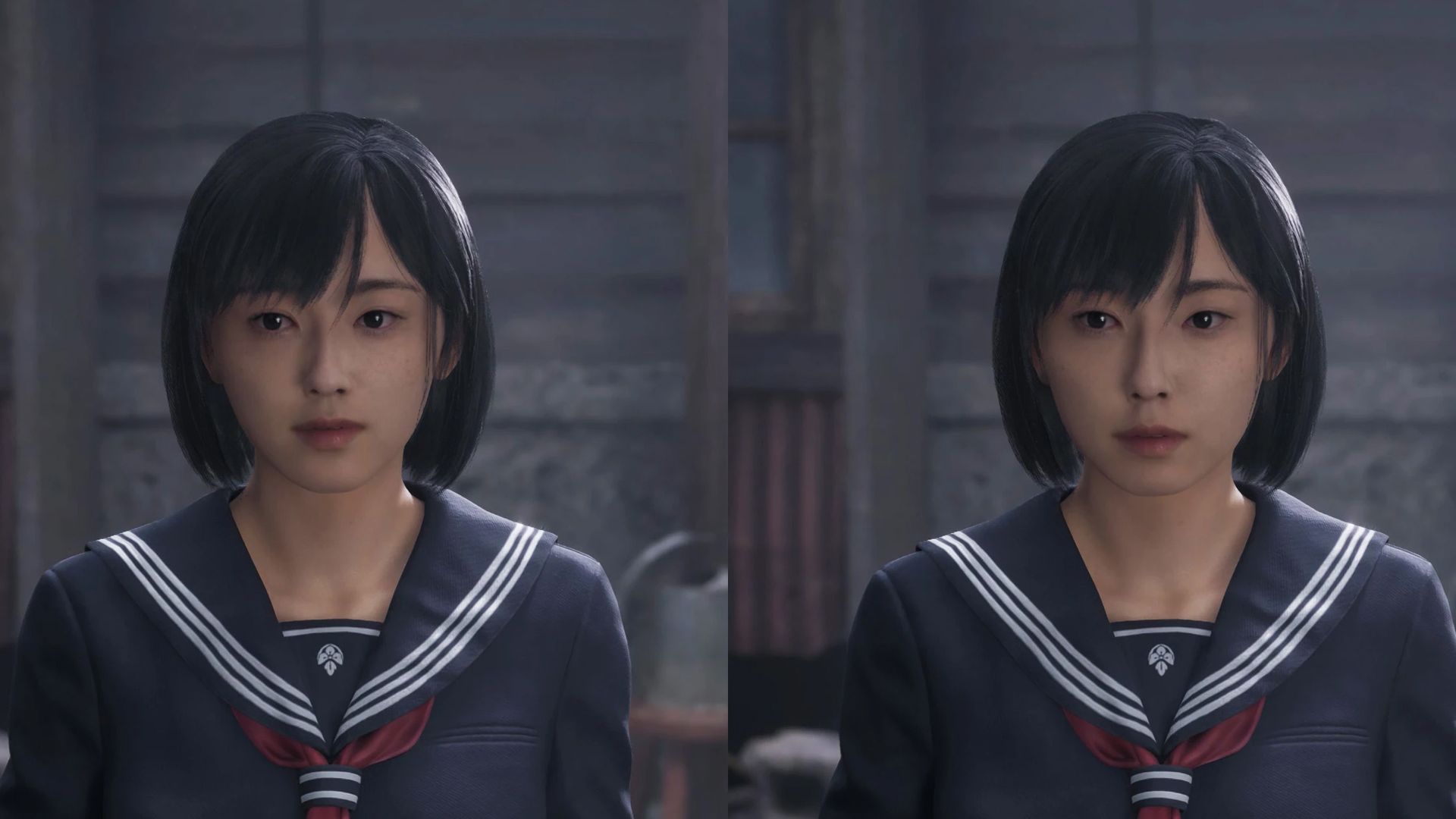 Silent Hill f Hinako before and after kawaii mod.