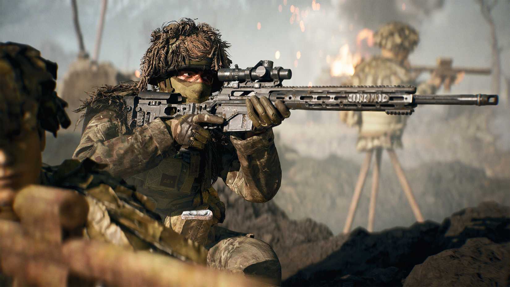 A sniper squad prepared to open fire in Battlefield 6.