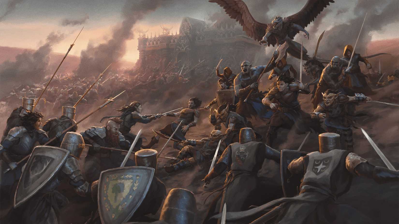 A fight between two armies, from Dungeons & Dragons (D&D).