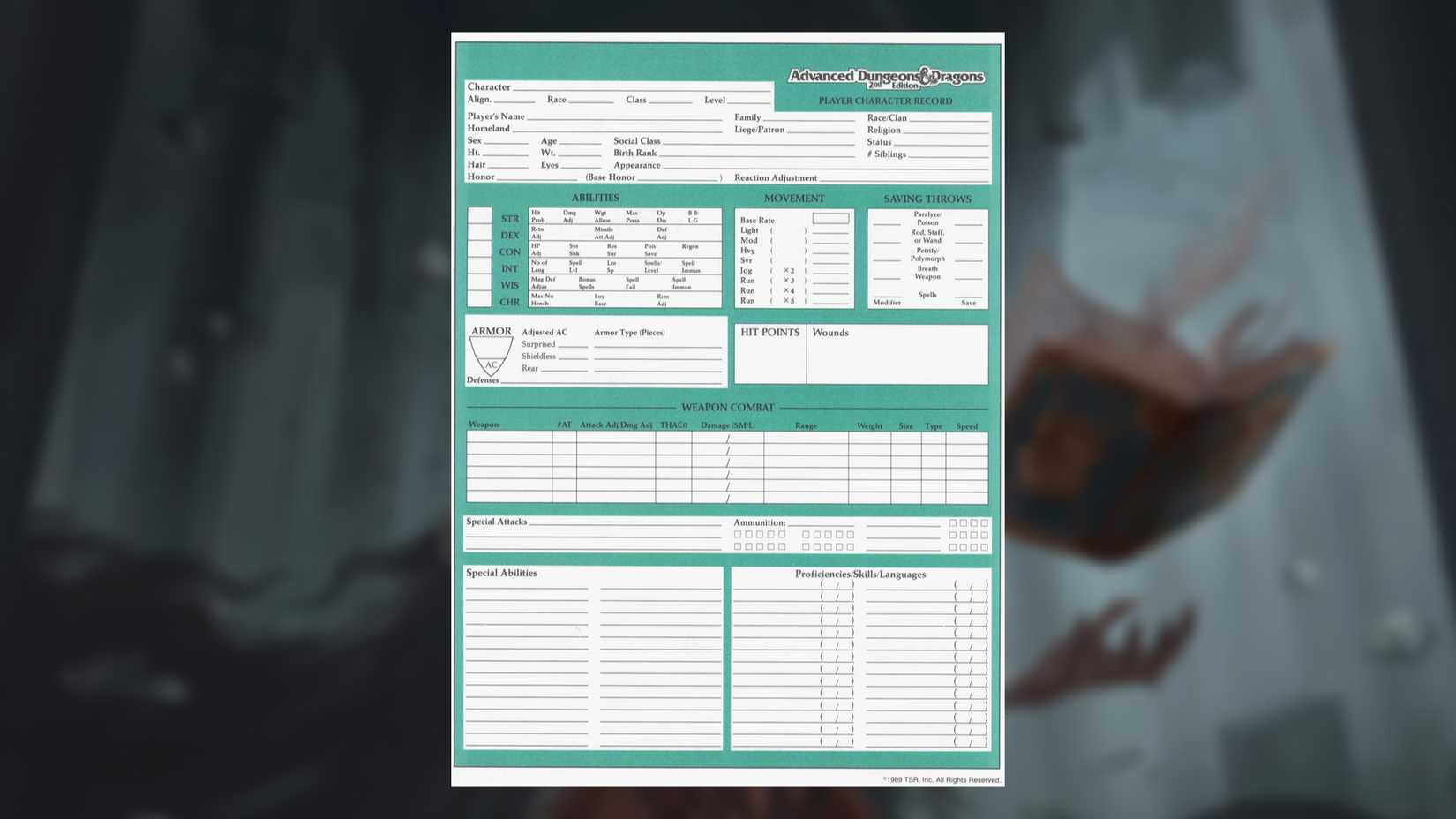 Characteristic sheet 2e over the blur of vecna token MTG Art of Adventures in the Forgetten Realms by Irina Nordsol