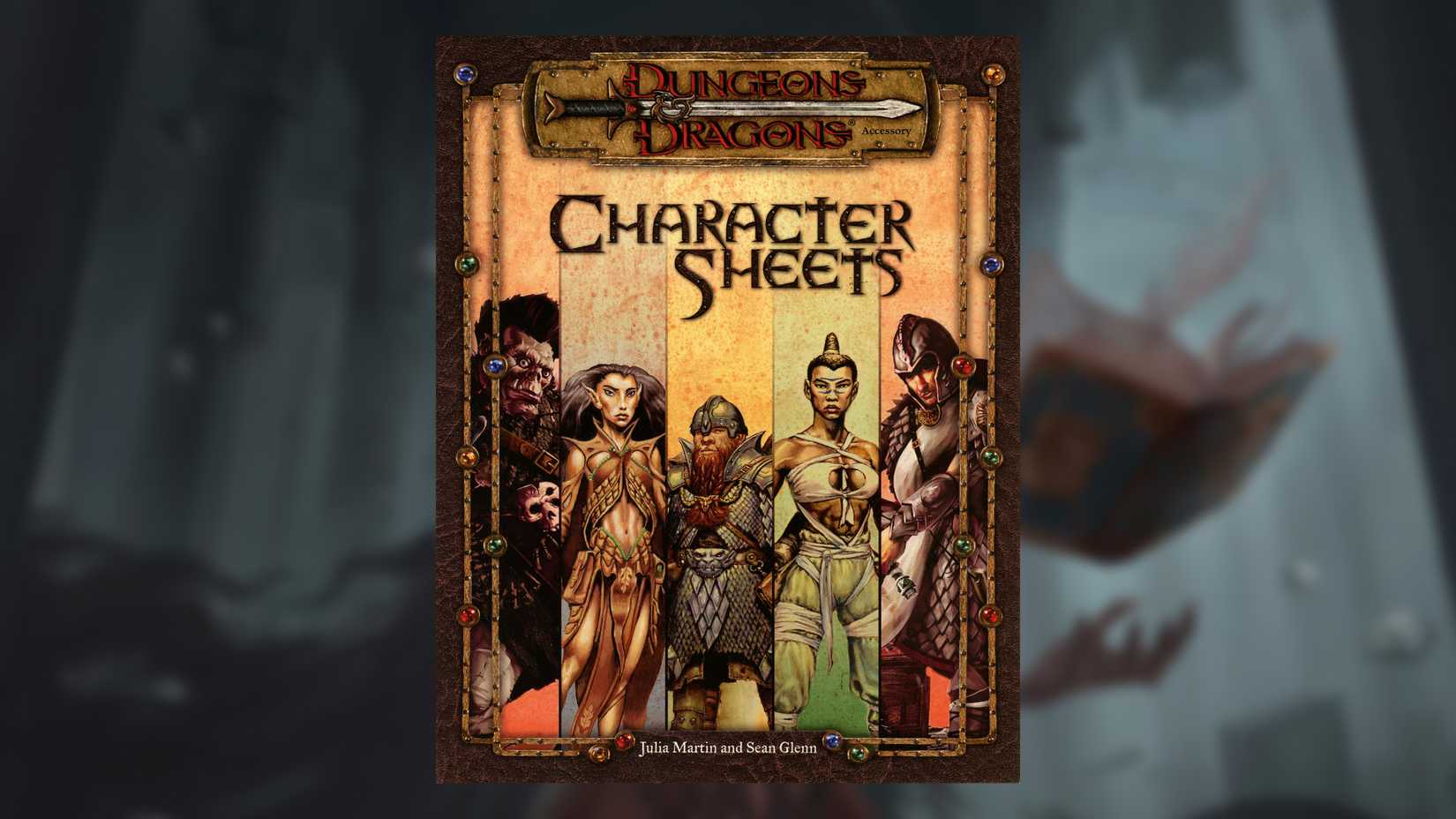 Cover packet of character sheets 3e over blur of vecna token MTG art of adventures in forgotten empires from Irina Nordsol