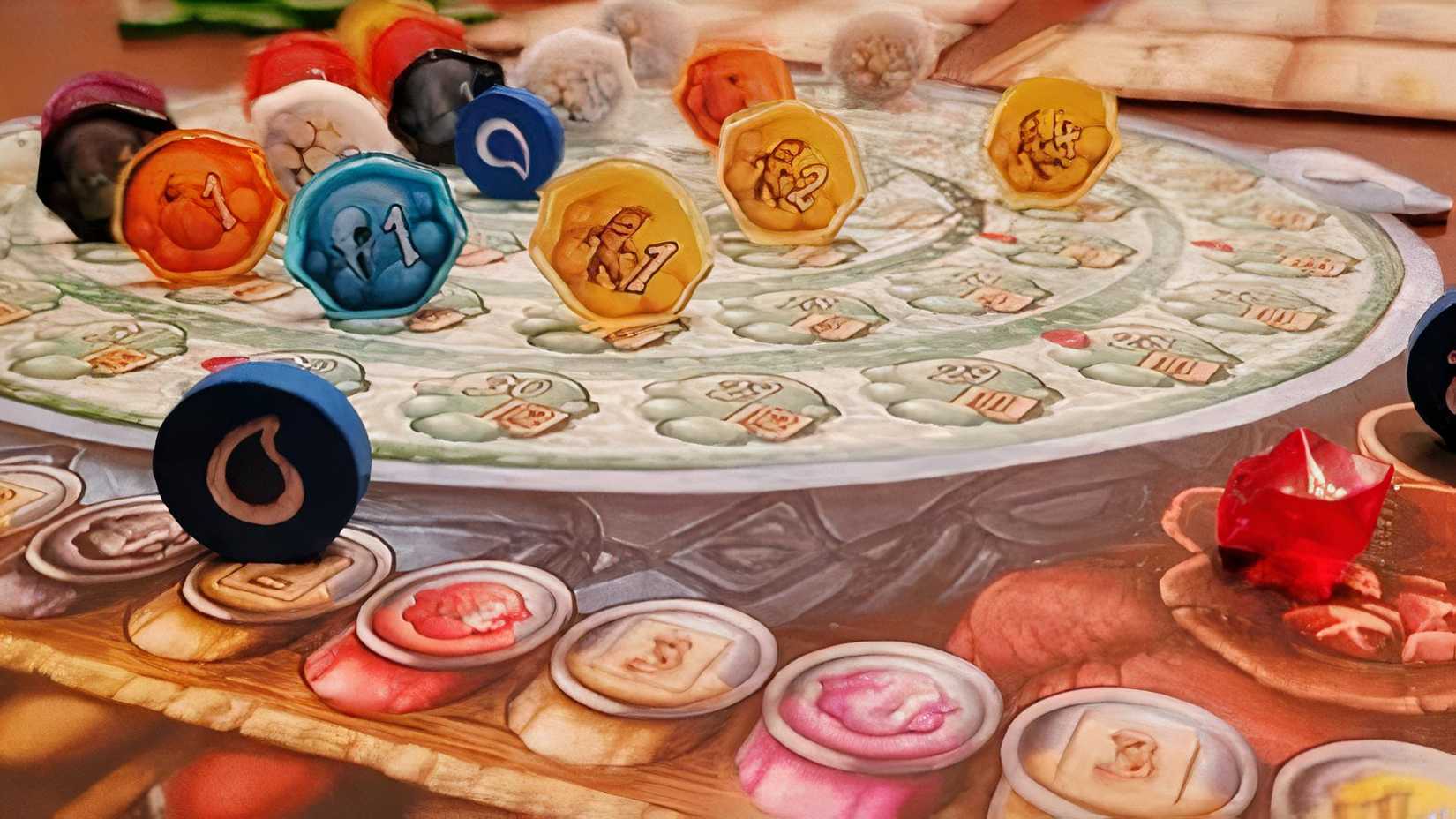 The Quacks Of Quendlinburg board game figures in play.