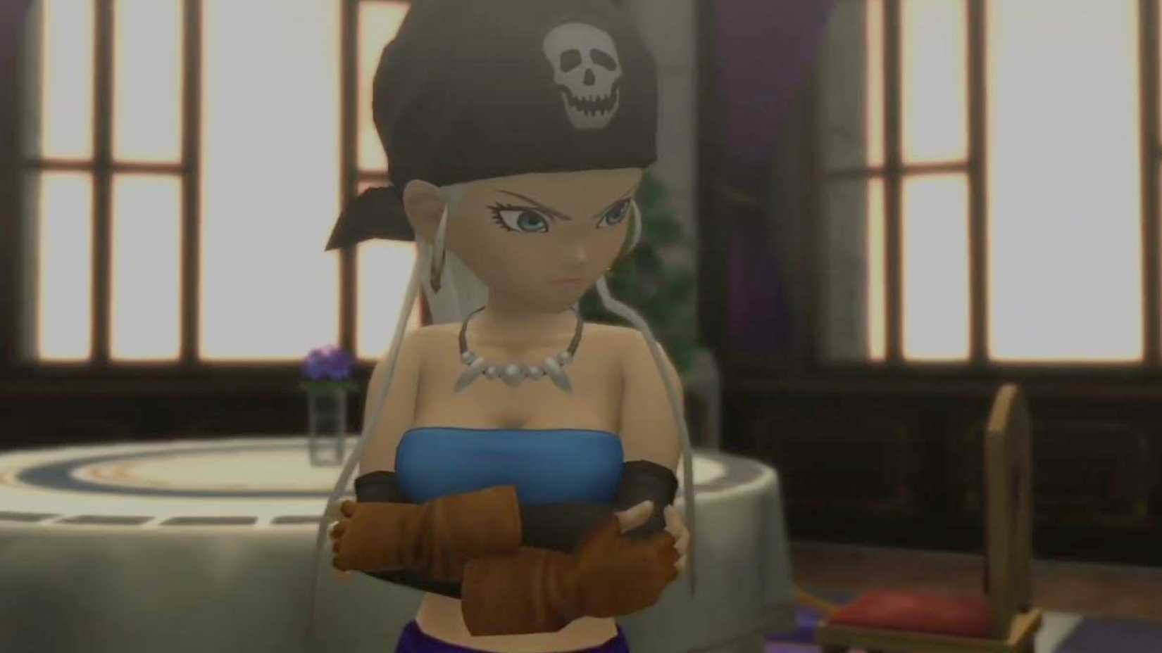 Zola with her arms crossed in Blue Dragon.