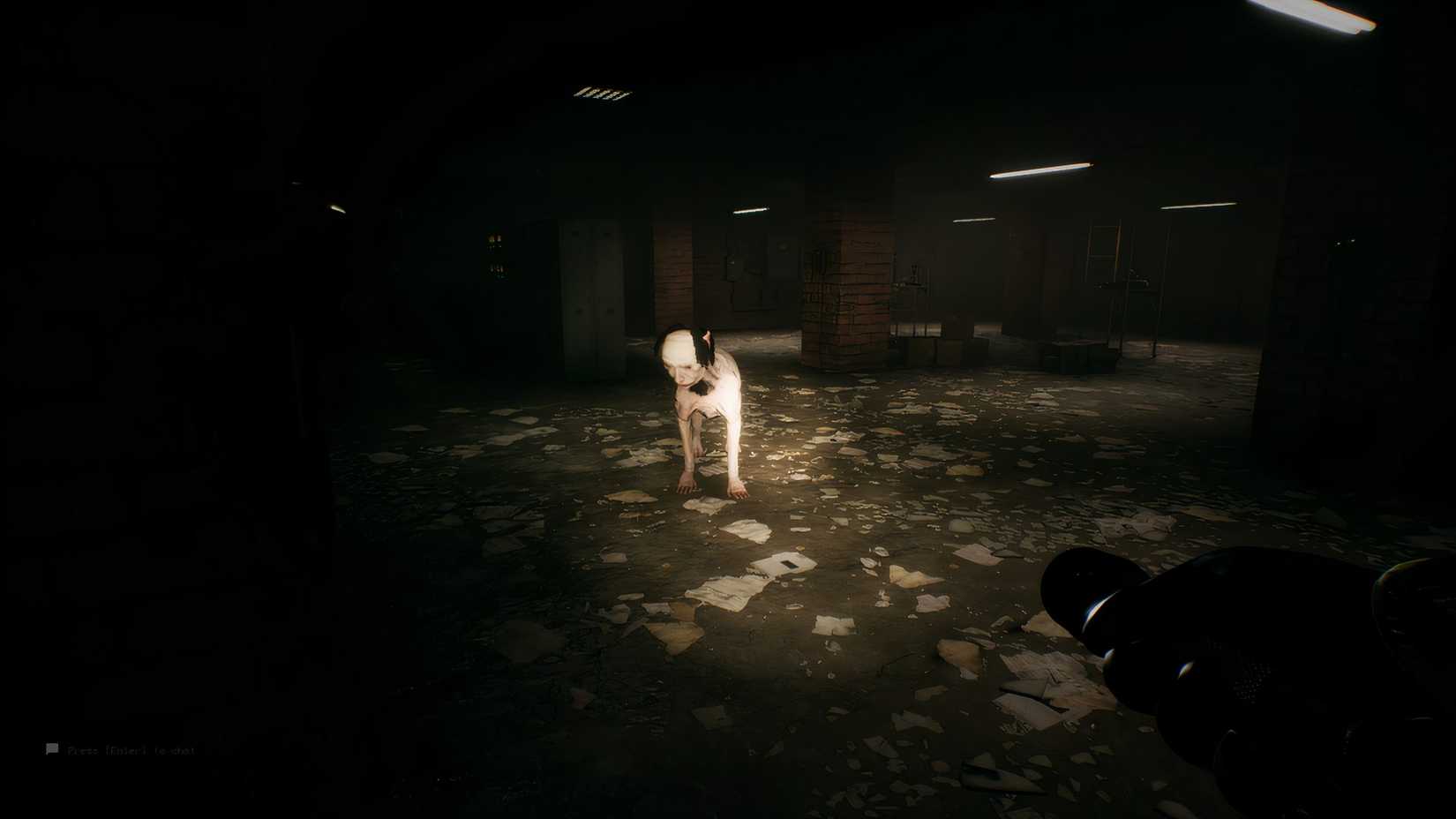 Players shining against a dog in Escape The Backrooms.