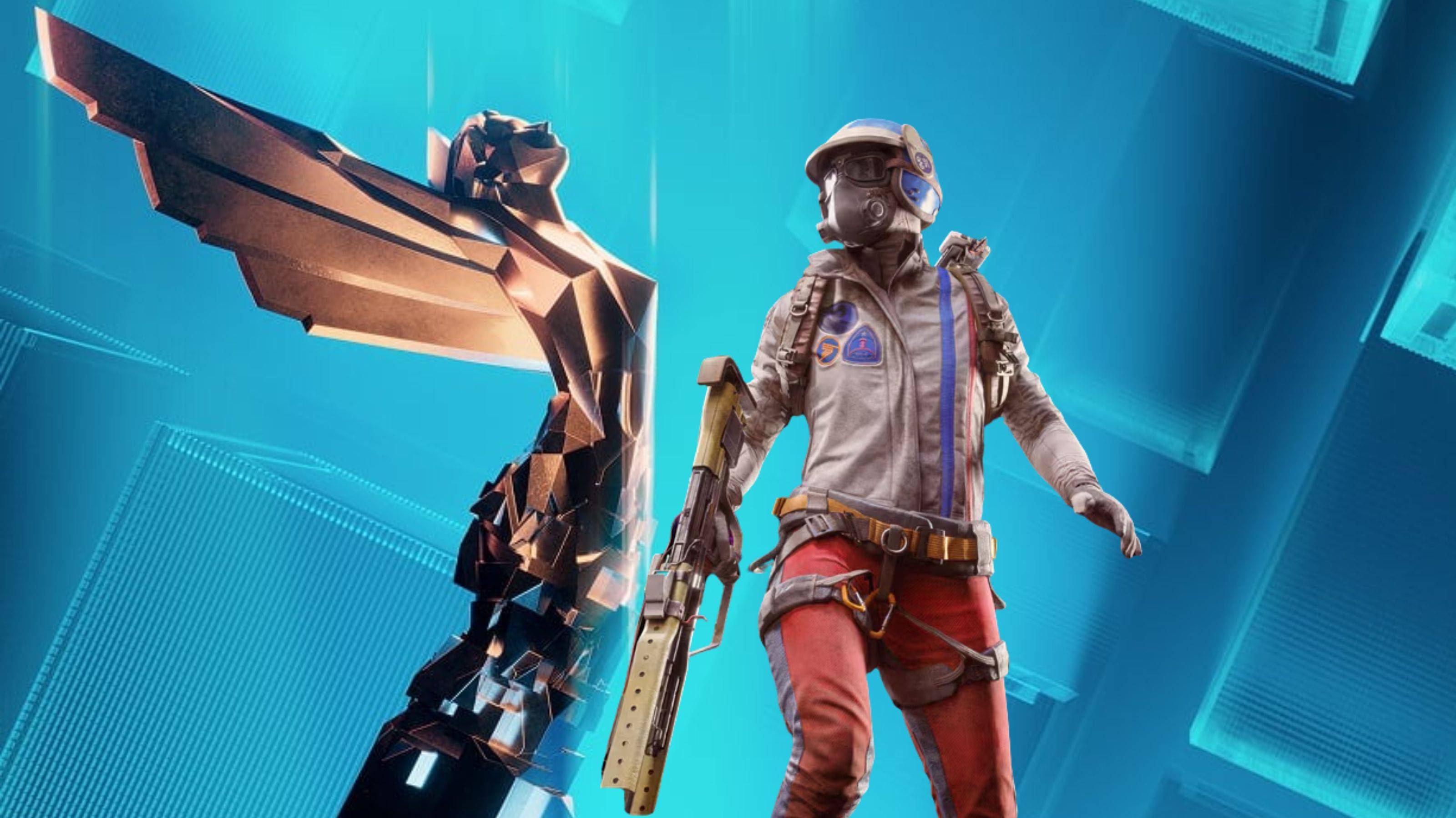 Arc Raiders character next to The Game Awards statuette.