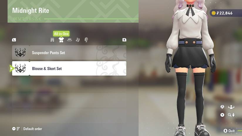 Blouse and Skort Set at Midnight Rite in Pokemon Legends: Z-A.