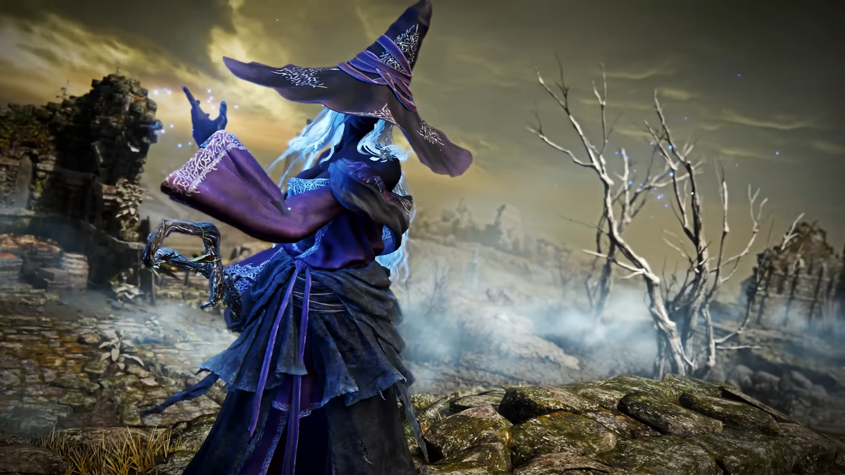 ELDEN RING NIGHTREIGN witch character casting a spell.