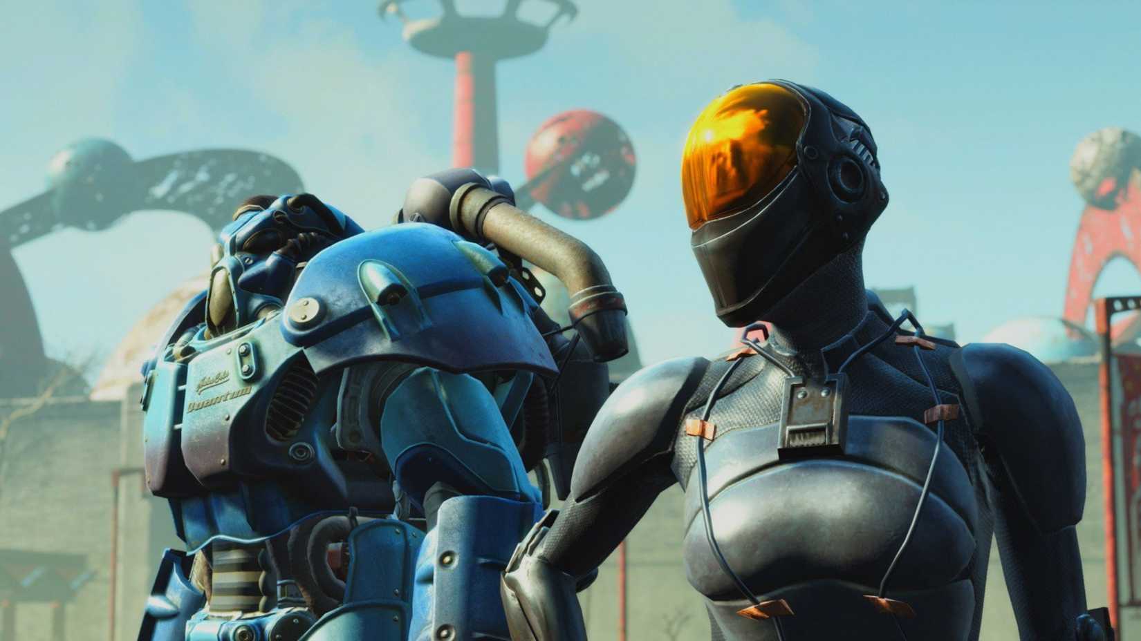 Equipped with a Chinese stealth suit with power armor in Fallout 4: Anniversary Edition.