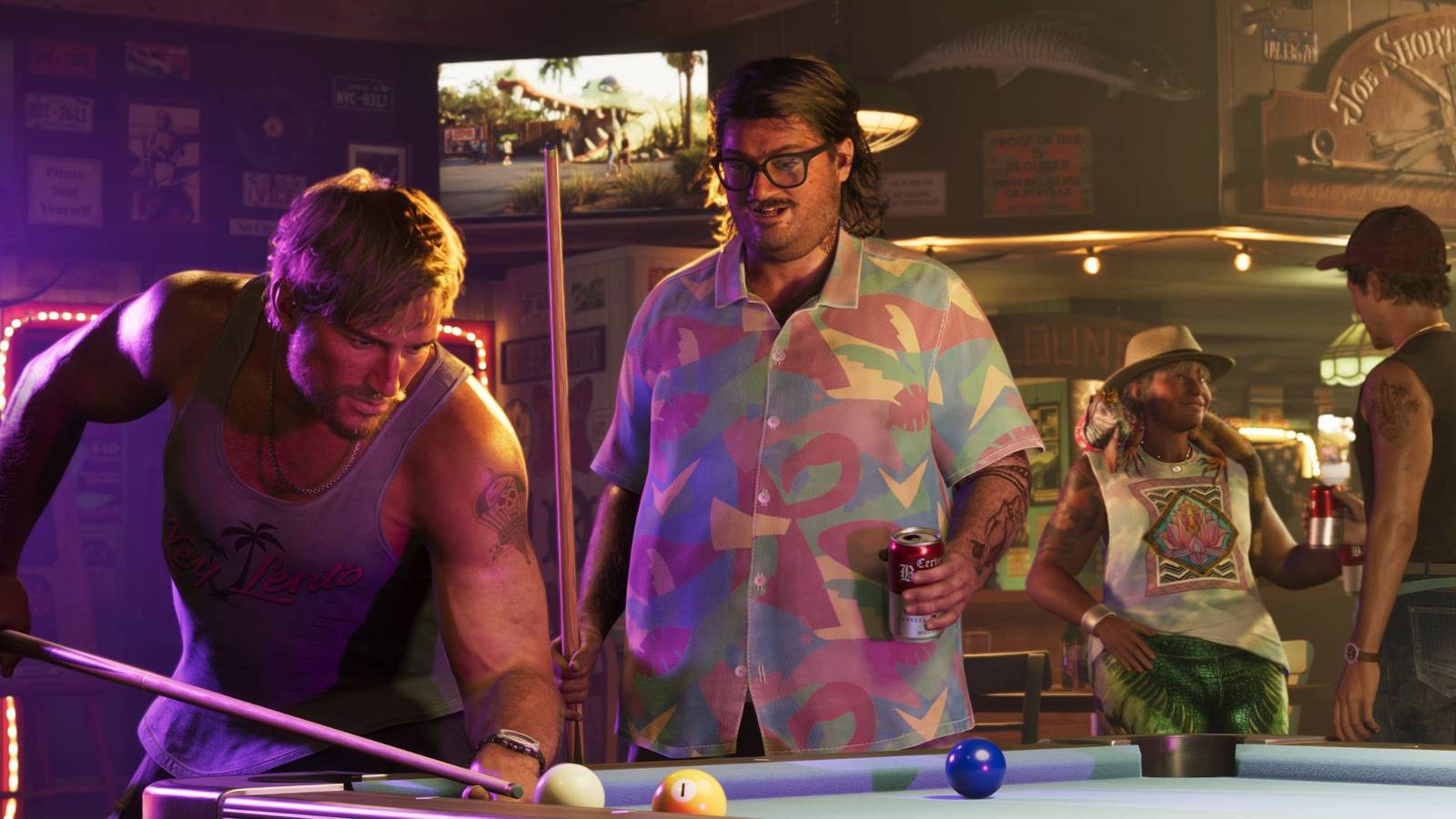 Jason and Cal playing pool in Grand Theft Auto 6.