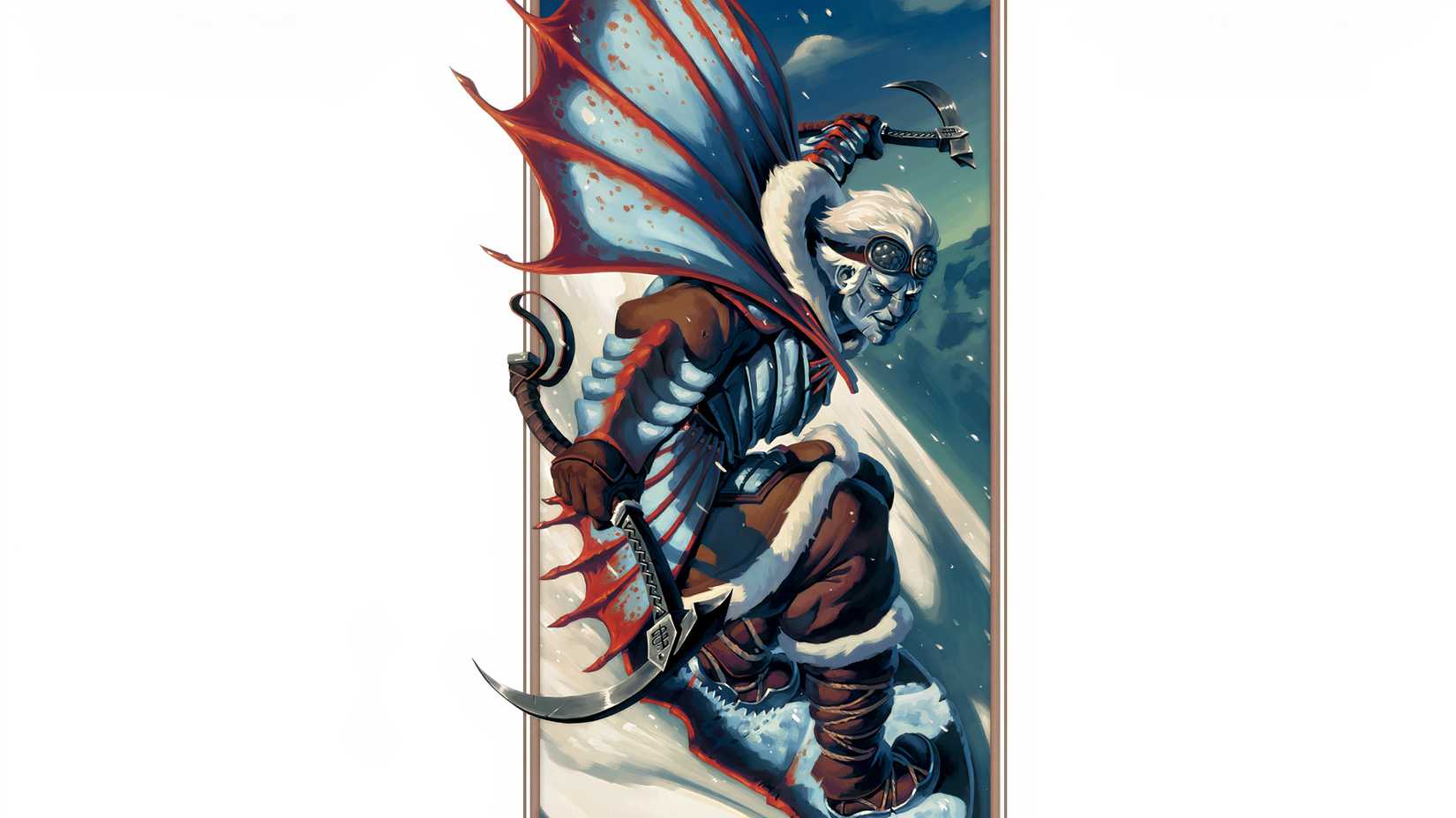 A Winter Walker Ranger sledding down an ice slope in DND.