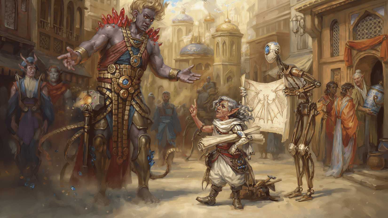 Kaya educates the townspeople in the DND Forgotten Realms.