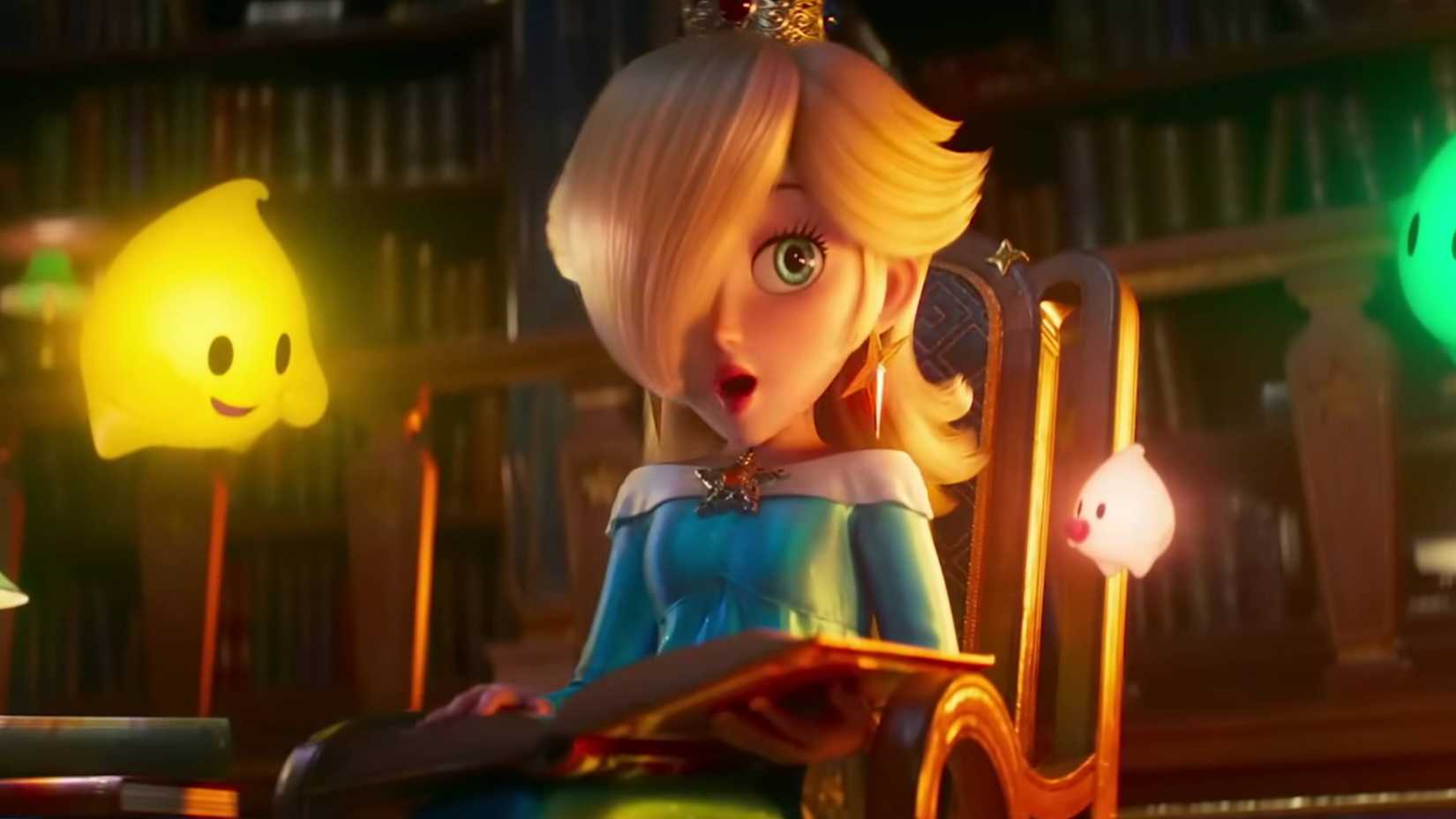rosalina reads to Lumas in the movie Mario galaxy.