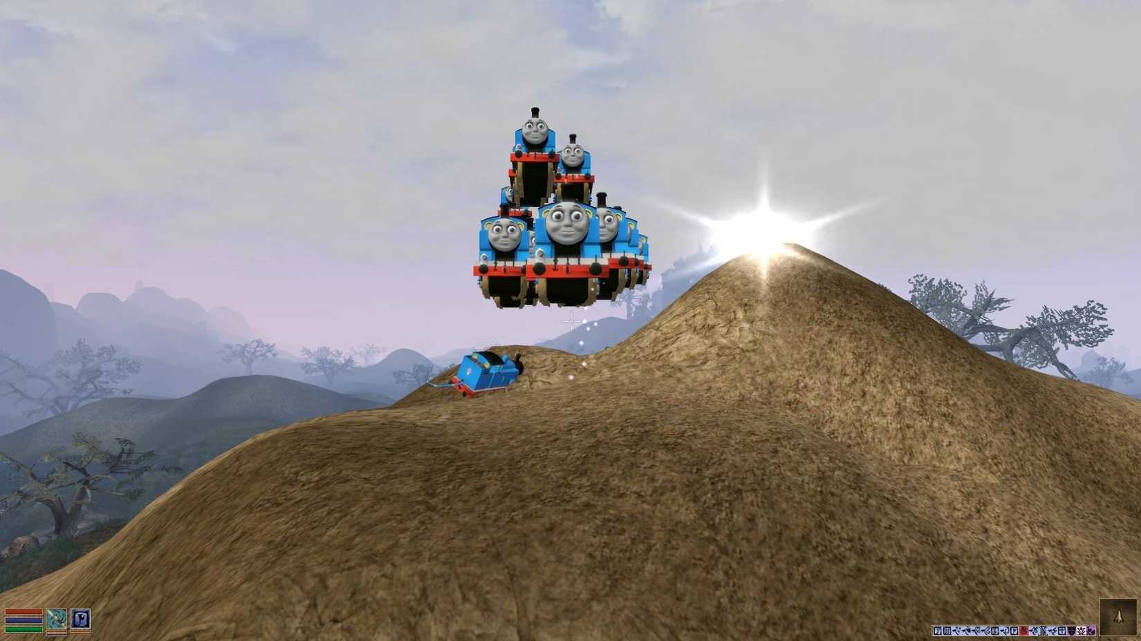 Thomas the Tank Engine as Cliff Racers from The Elder Scrolls 3: Morrowind.