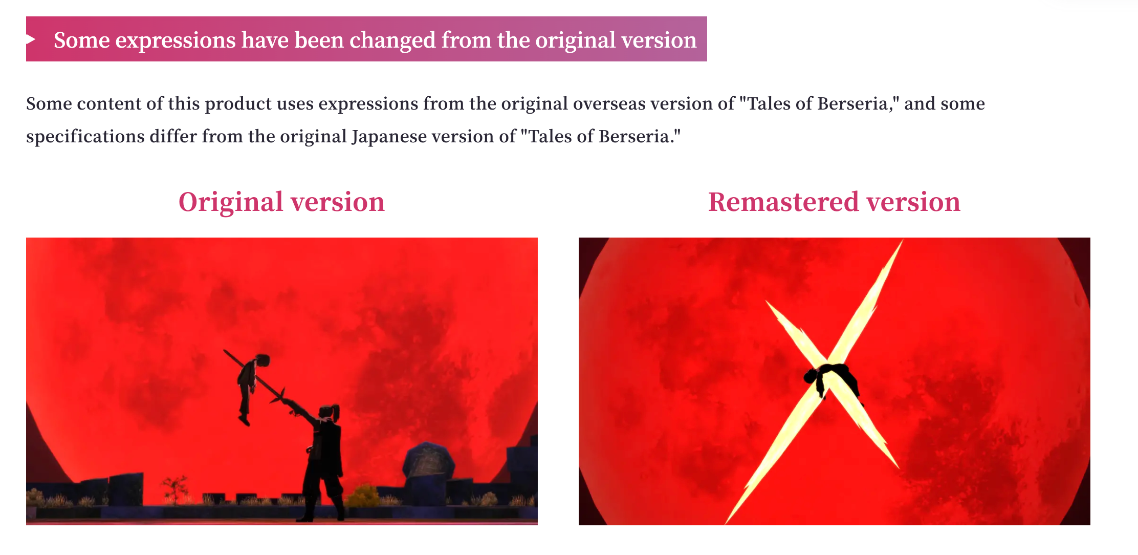 Cena censurada de Tales of Berseria Remastered com símbolo 'X'