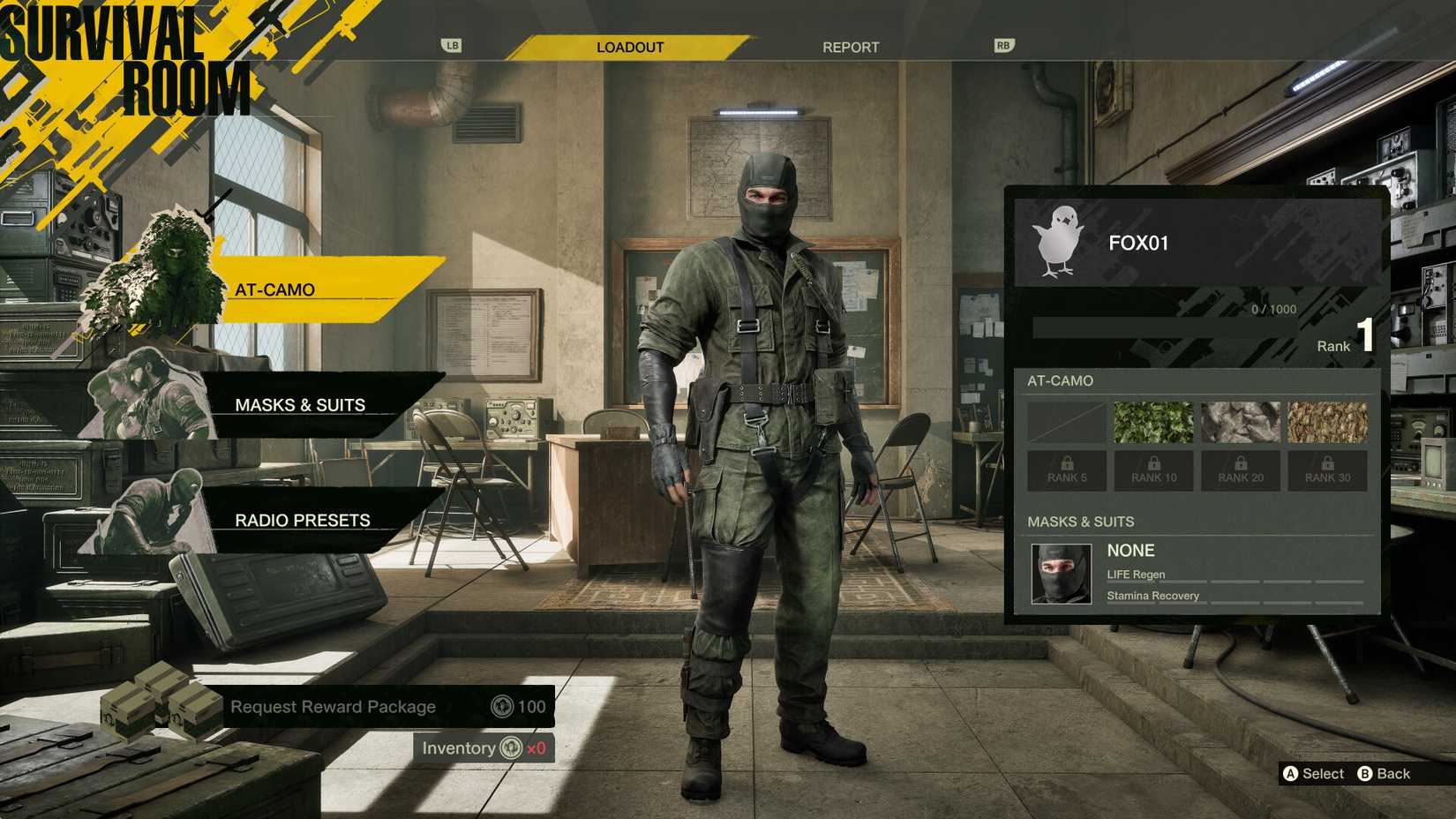 Character selection screen in Metal Gear Solid: Fox Hunt. 