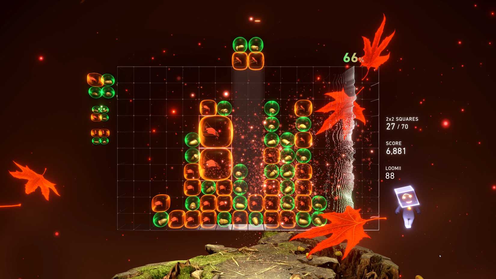 Autumn themed level in Lumines Arise. 