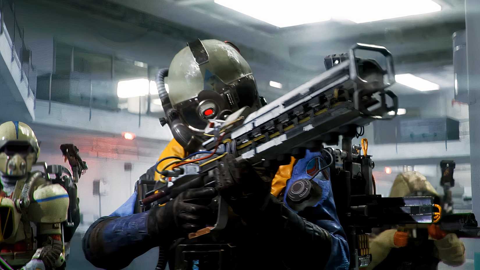 Arc raider's character aiming his weapon at an incoming threat.