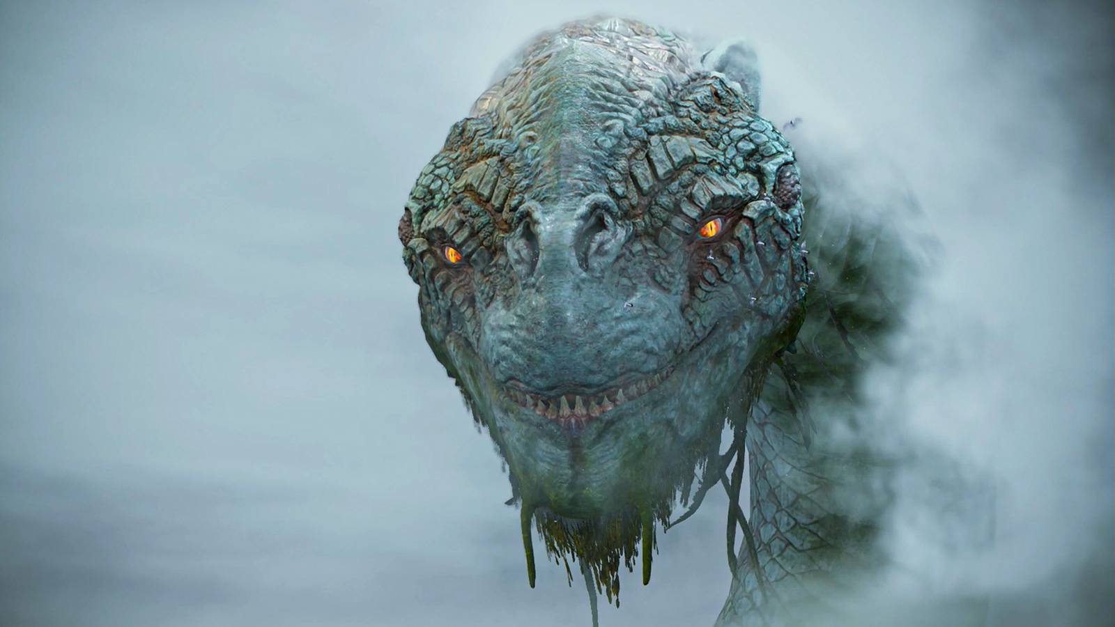 World Serpent emerging from the fog in God of War 2018.