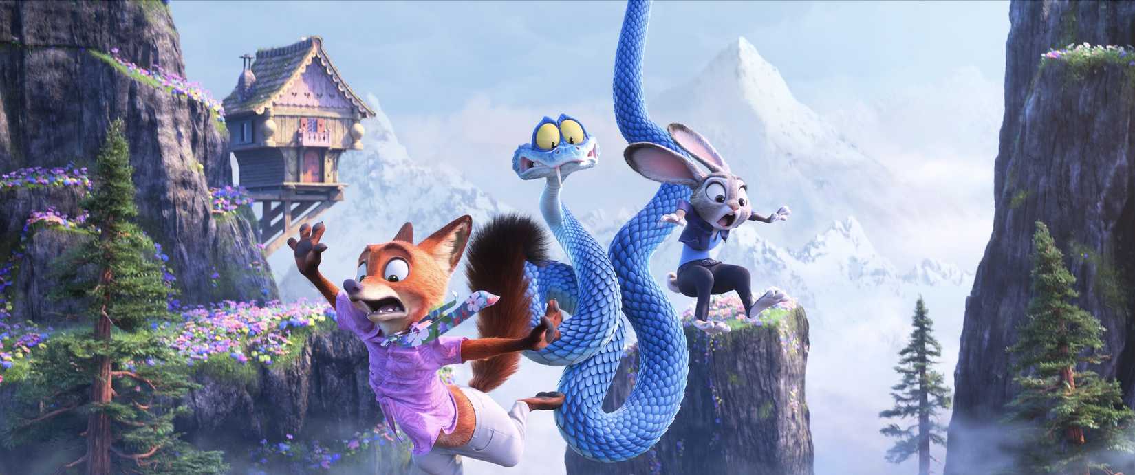 Nick, Judy and Snake fall in Zootopia 2. 
