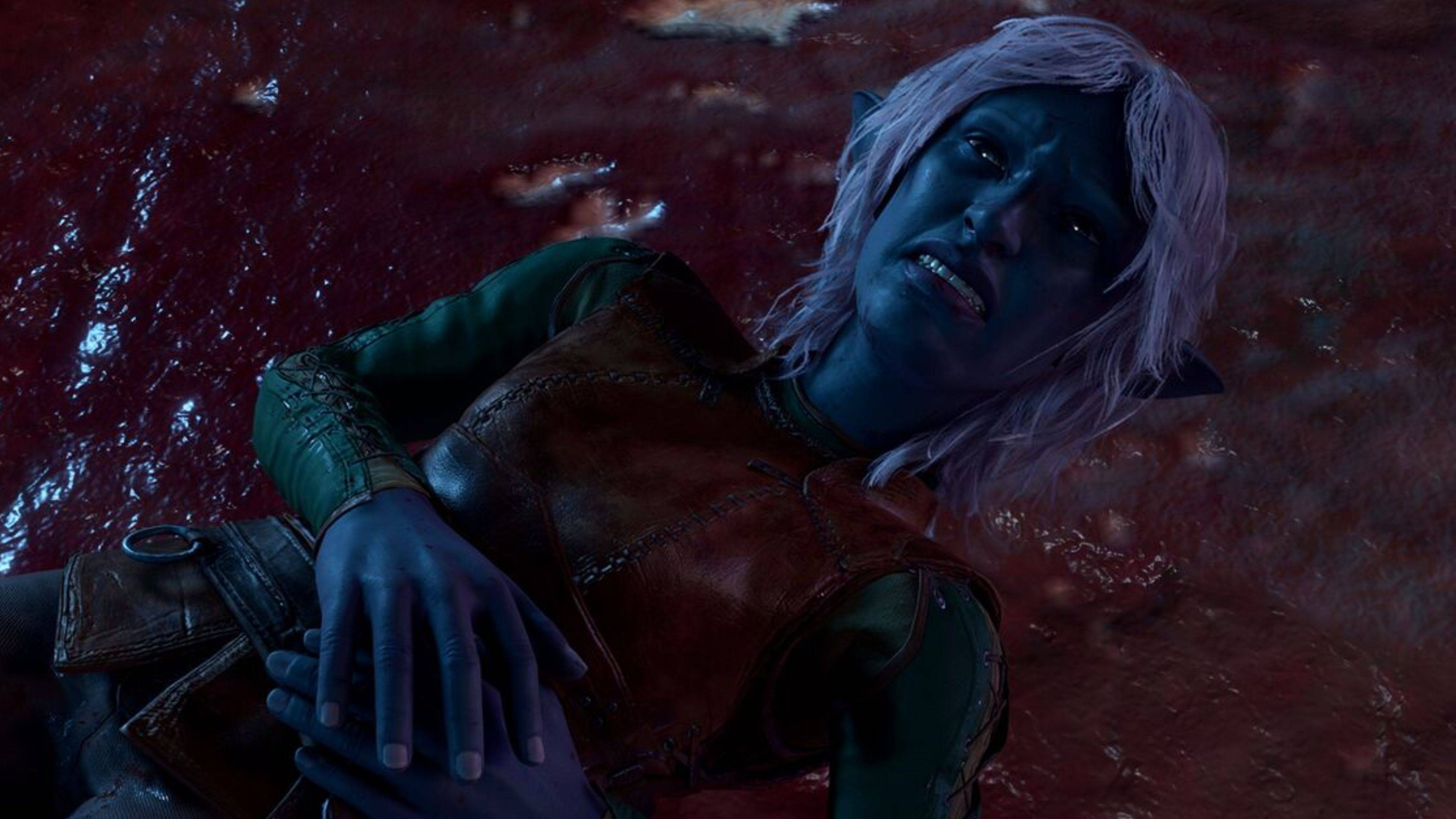 Thulla dying from poison in Baldur s Gate 3.