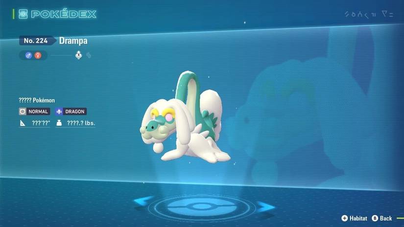 Drampa's entry in the Pokedex in Pokemon Legends Z-A.