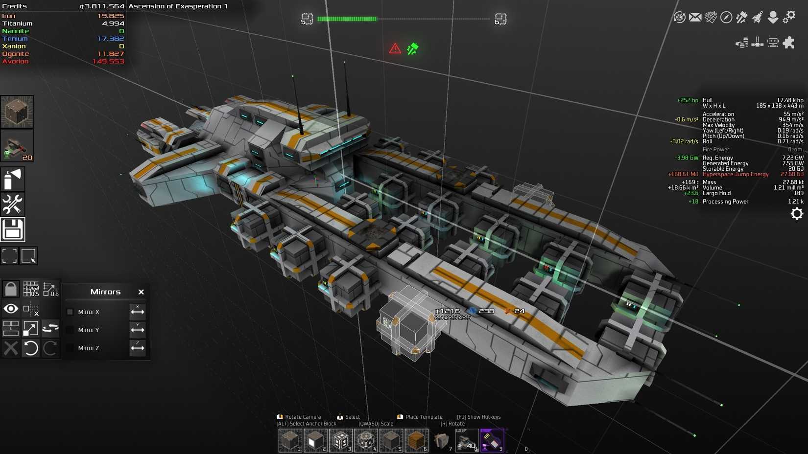 Ship modification in Avorion.