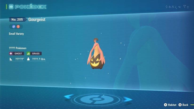 Gourgeist's entry in the Pokedex in Pokemon Legends Z-A.