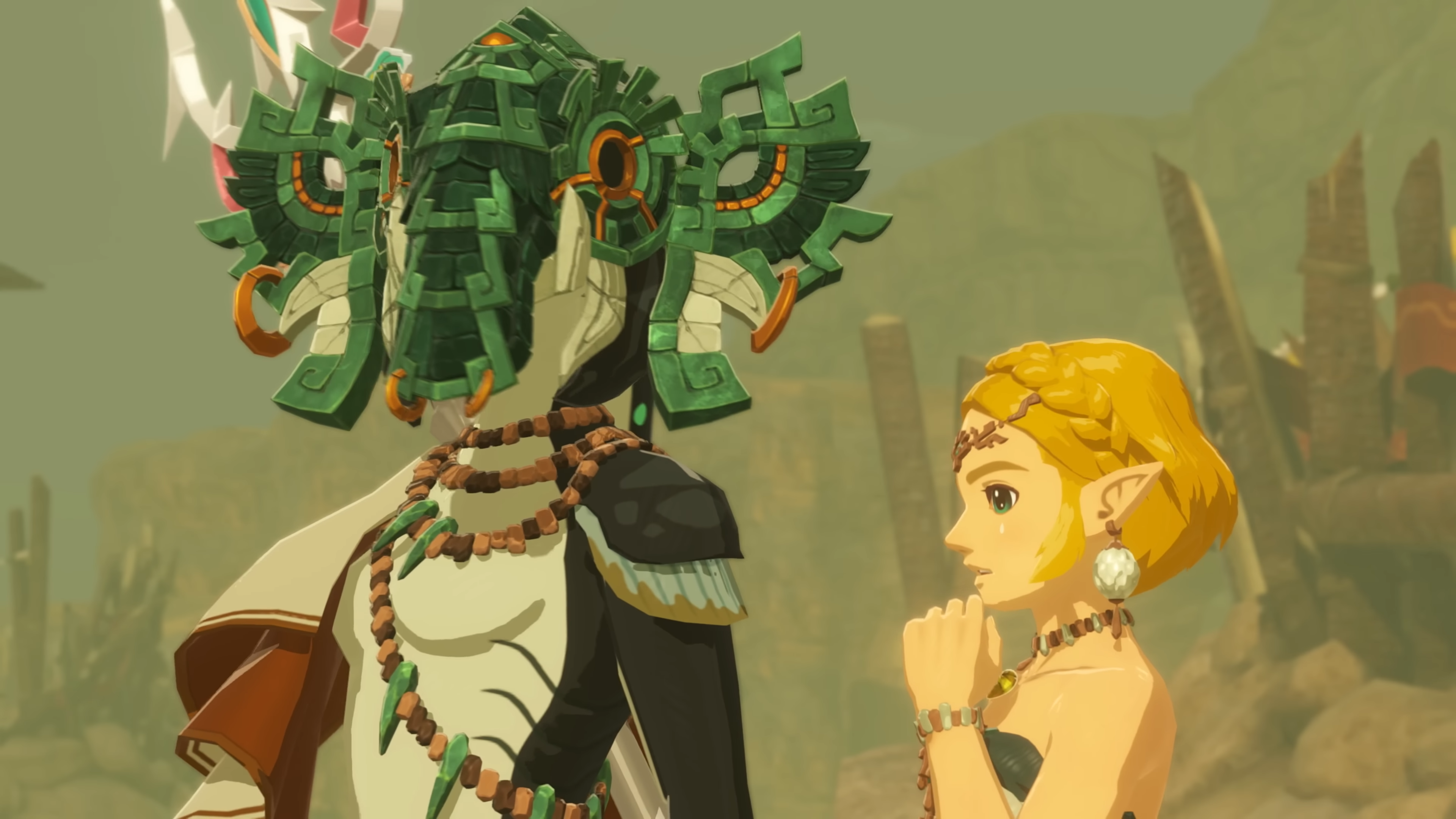 zelda and a masked figure in Hyrule Warriors Age of Imprisonment.