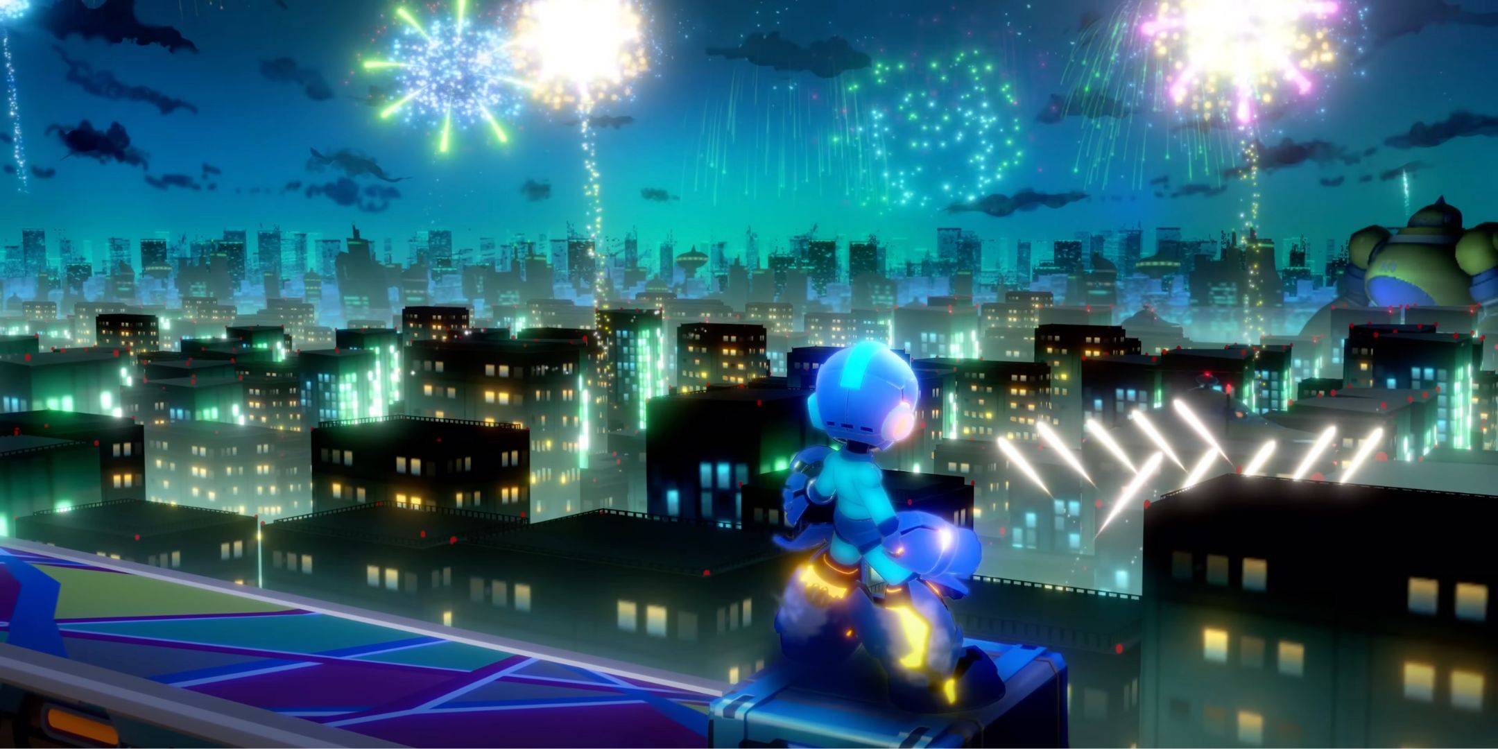 Mega Man in the reveal trailer for Dual Override.