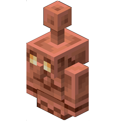 Minecraft copper golem portrait.