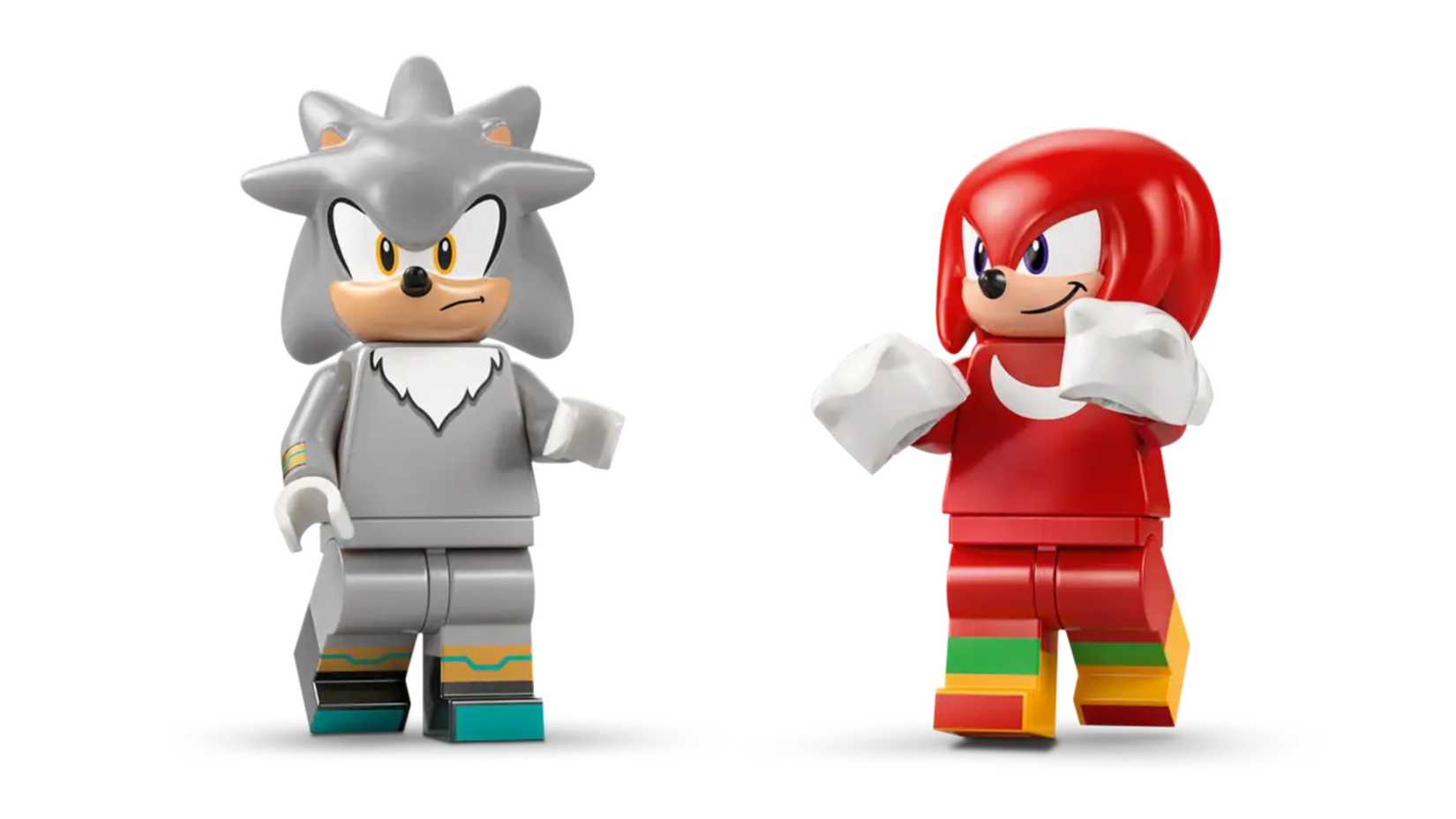 silver and knuckles lego minifigures.