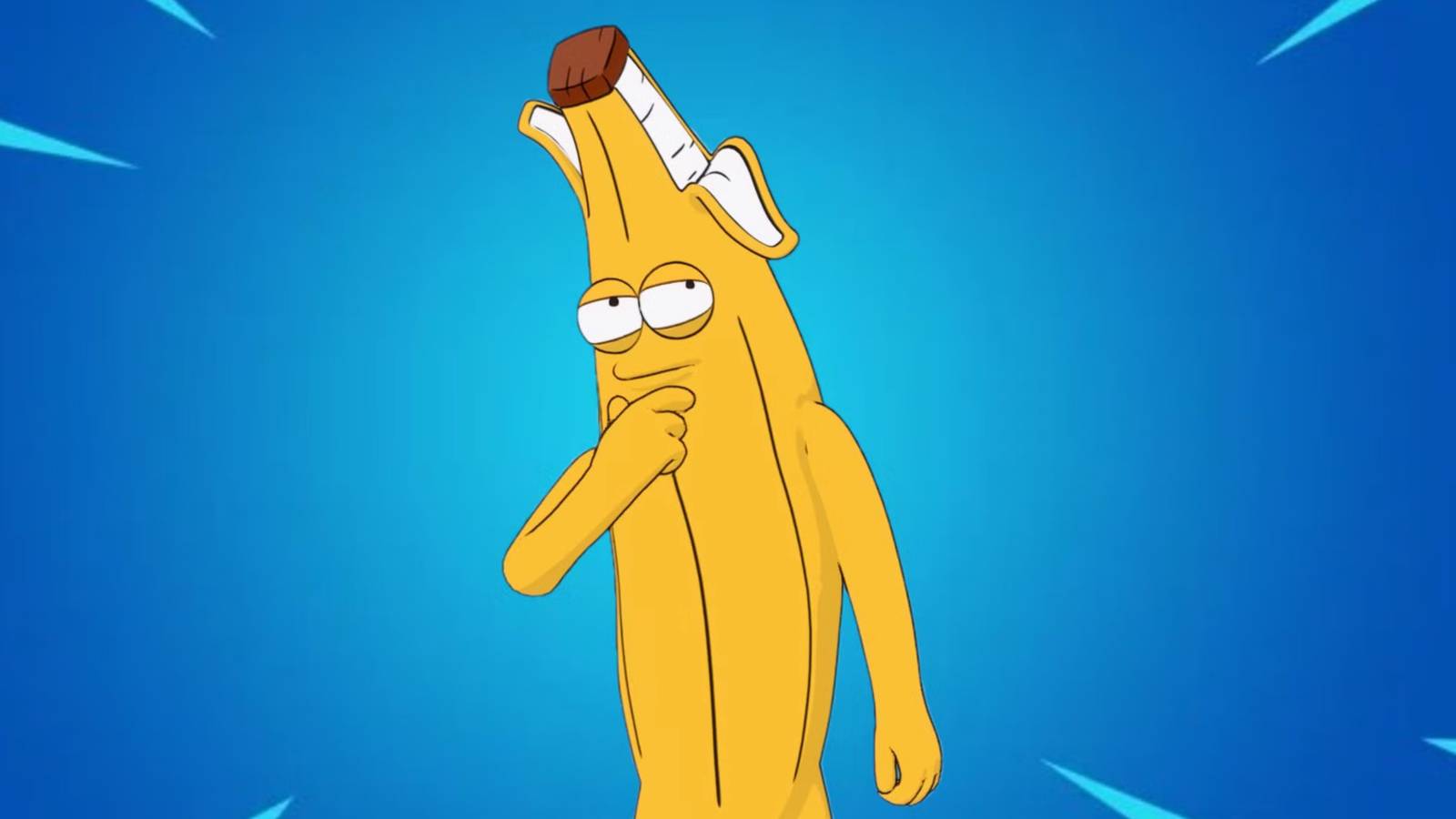 the simpsons version of fortnite peely thinking.