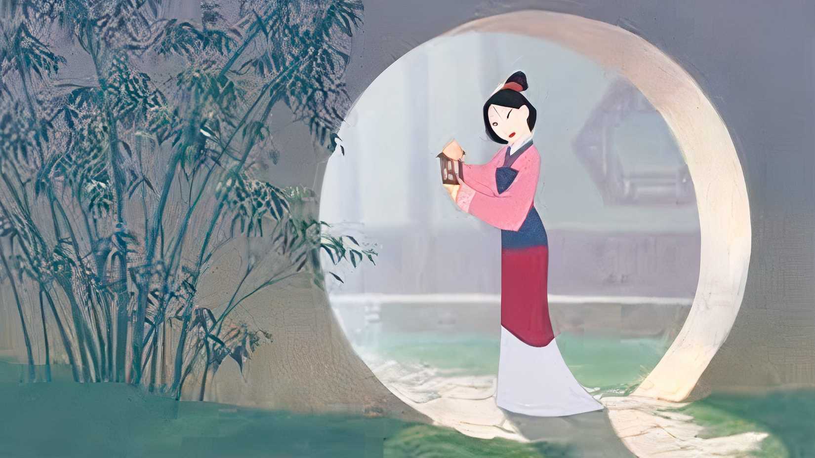 The mule framed in an arch in a courtyard wearing a long dress.