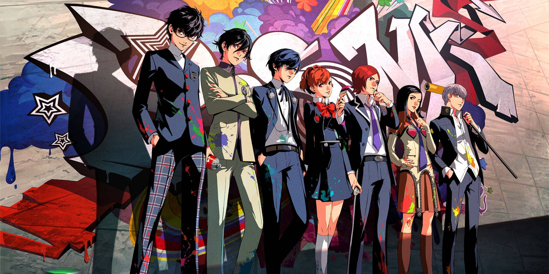 All of Persona s protagonists in a piece of series art.