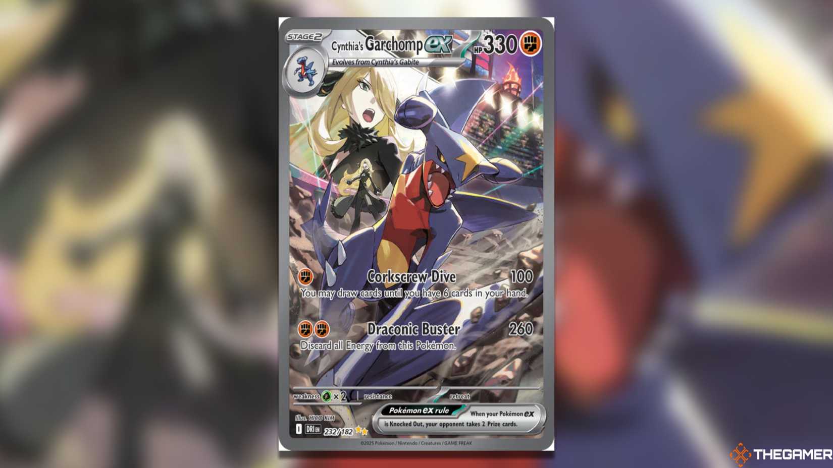 The Destined Rivals Cynthia's Garchomp ex SIR from the Pokemon TCG.
