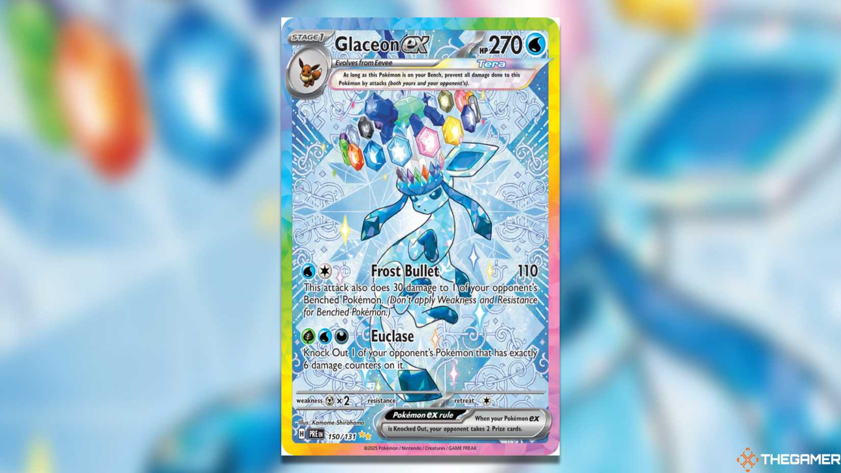 The Prismatic Evolutions Glaceon ex SIR from the Pokemon TCG.