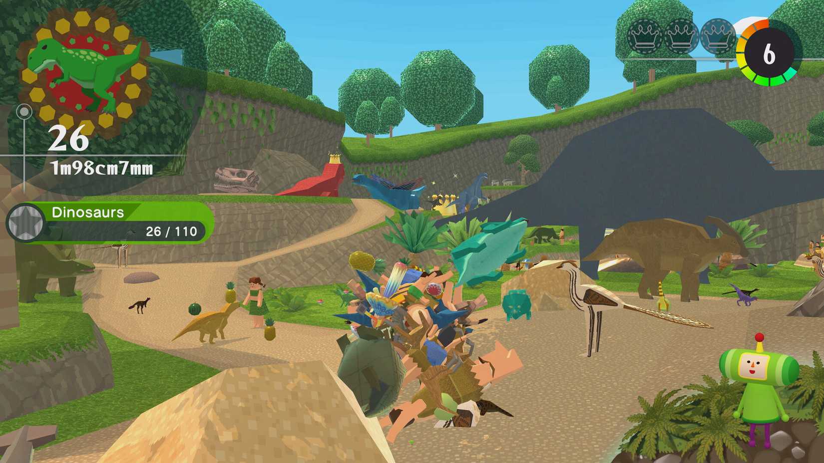 Roll a dinosaur in Once Upon a Katamari.
