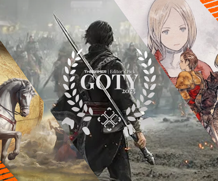 A GOTY collage featuring Dynasty Warriors Origins, Final Fantasy Tactics, and Europa Universalis 5.