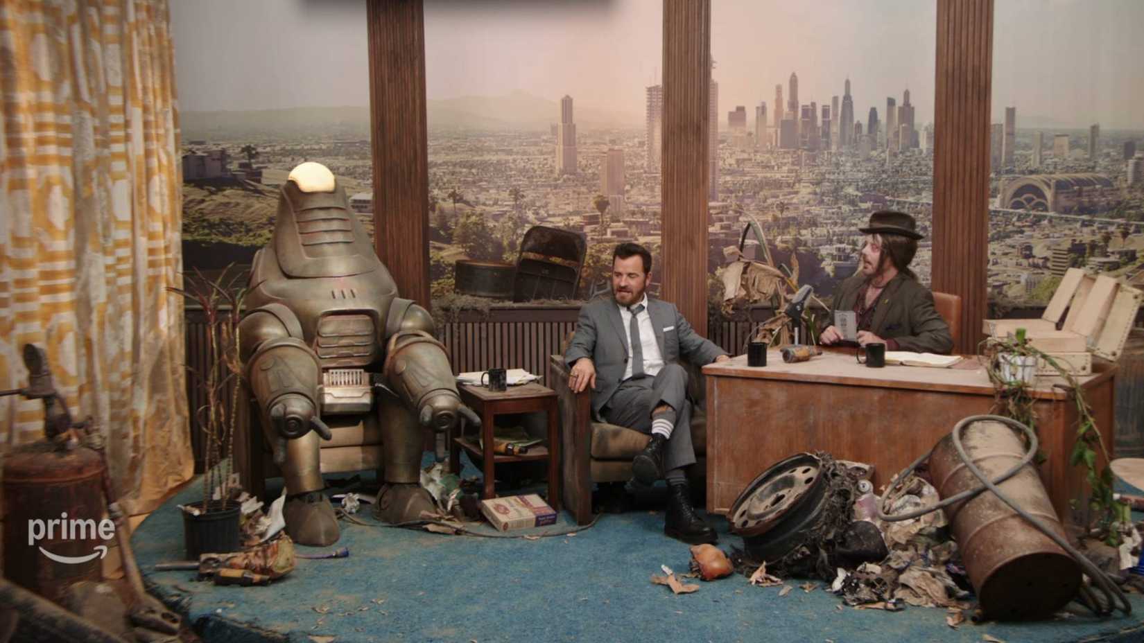 The Automaton, Justin Theroux and the snake oil salesman on Fallout's The Fake Talkshow.