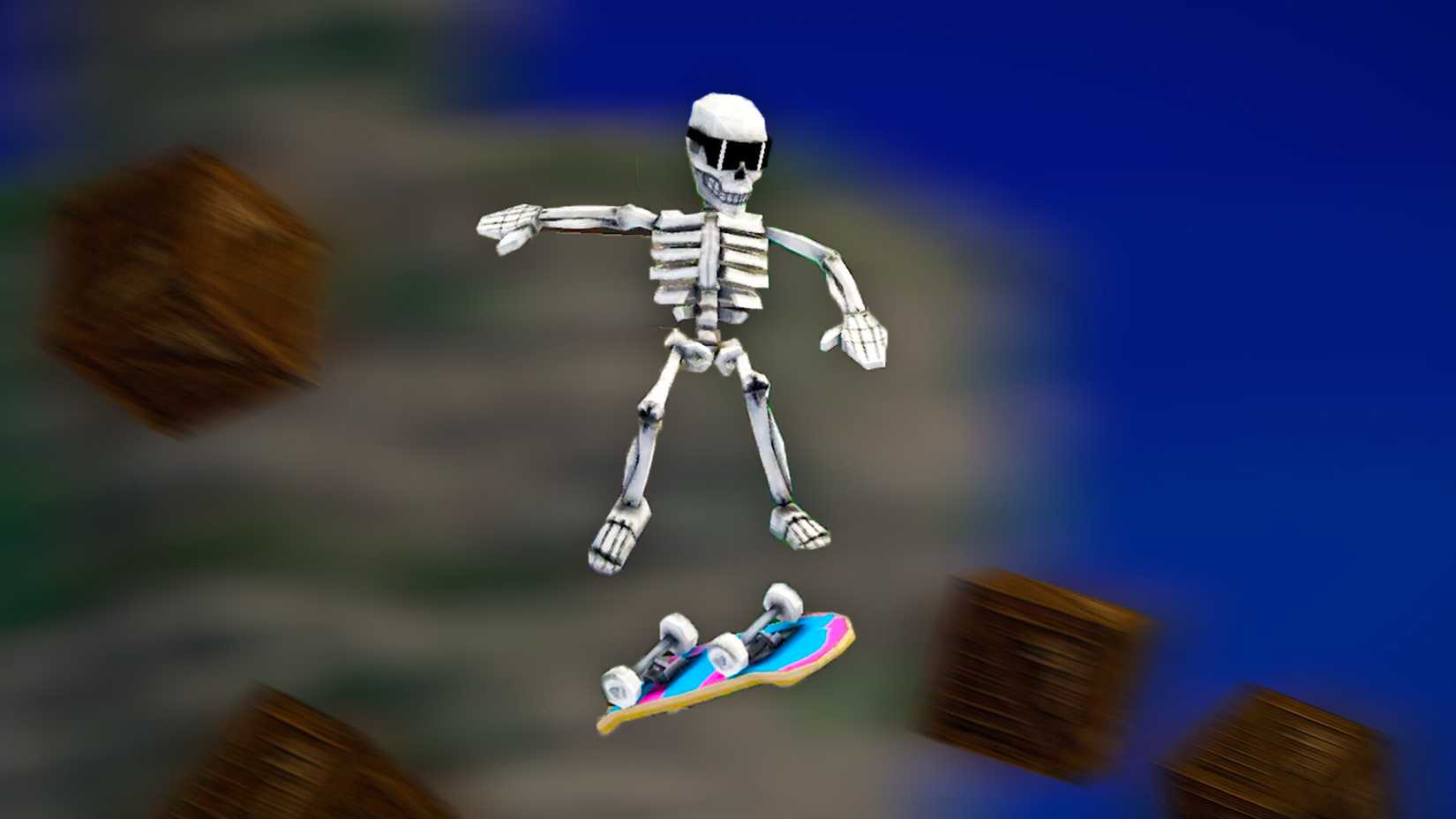 Skateboard skeleton from Megabonk. 